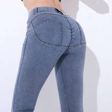 Load image into Gallery viewer, Workout Fake Pocket Peach Softener Pencil Pants Fashion Cotton Women Jeans Leggings Low Waist Elastic Sexy Push Up Jeans
