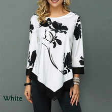 Load image into Gallery viewer, 2020 Ladies Floral Shirt Casual Irregular Long Sleeve Blouse Loose Tunic Top Plus Size Ladies Blouses 5XL Shirts Roupa Feminina

