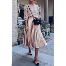 Load image into Gallery viewer, Fashion Women Lady Girl High Waist Long Pleated Skirt Elegant Evening Party Club OL Ladies jupe femme dames Streetwear
