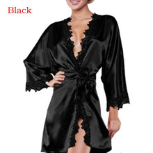 Load image into Gallery viewer, Women Sexy Bridesmaid Nightwear Wedding Dressing Gown Lace Silk Kimono Bathrobe Short Satin Bride Robe Nighties Sleepwear
