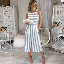 Load image into Gallery viewer, 2019 Women's Sleeveless Striped Jumpsuit Casual Loose Trousers Fashionable Leotard Catsuit Combinaison Wide Leg Pants @50
