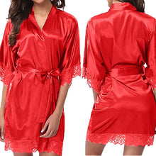 Load image into Gallery viewer, Women Nightdress Lace Lingerie Sleepwear Dress Robe Nightie Gown bathrobe kimono satin robes #1223
