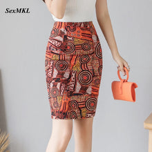 Load image into Gallery viewer, SEXMKL Plus Size Pencil Skirts Womens 2019 Summer High Waist Bodycon Skirts Sexy Office Lady Korean Print Mini Skirt Jupe Femme
