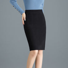 Load image into Gallery viewer, Woman High Waist Wool Pencil Skirt Women Spring Autumn Formal Bodycon Skirts Knee Length Work Wear Solid Black Grey Saias Jupe
