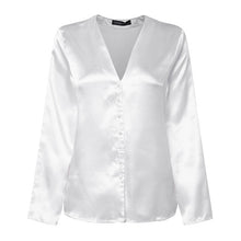 Load image into Gallery viewer, Celmia 2020 Fashion White Satin Silk Blouse Ladies Casual Long Sleeve Shirts Buttons Sexy V neck Party Tops Plus Size Blusas 5XL
