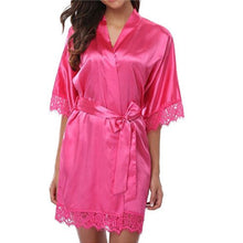 Load image into Gallery viewer, Hot Women robe Silk Satin Robes Wedding Bridesmaid Bride Gown kimono Solid robe Female Erotic Lace Sex Costume
