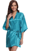 Load image into Gallery viewer, RB032 2018 New Silk Kimono Robe Bathrobe Women Silk Bridesmaid Robes Sexy Navy Blue Robes Satin Robe Ladies Dressing Gowns
