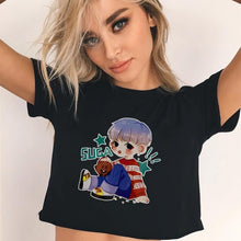 Load image into Gallery viewer, 2018 Summer Women T-shirt FRIENDS Letter Harajuku Print Black Tees Women Short Sleeve O-Neck Crop Top Shirt Camiseta Feminina
