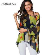 Load image into Gallery viewer, BHflutter Women Blouses Plus Size 2019 New Style Batwing Casual Summer Blouse Shirt Woman Boho Chiffon Shirts Tops Chemise Femme
