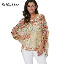 Load image into Gallery viewer, BHflutter Women Blouses Plus Size 2019 New Style Batwing Casual Summer Blouse Shirt Woman Boho Chiffon Shirts Tops Chemise Femme
