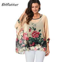 Load image into Gallery viewer, BHflutter Women Blouses Plus Size 2019 New Style Batwing Casual Summer Blouse Shirt Woman Boho Chiffon Shirts Tops Chemise Femme
