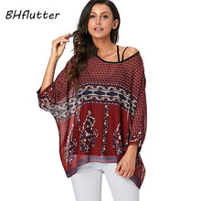 Load image into Gallery viewer, BHflutter Women Blouses Plus Size 2019 New Style Batwing Casual Summer Blouse Shirt Woman Boho Chiffon Shirts Tops Chemise Femme
