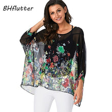 Load image into Gallery viewer, BHflutter Women Blouses Plus Size 2019 New Style Batwing Casual Summer Blouse Shirt Woman Boho Chiffon Shirts Tops Chemise Femme
