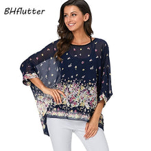 Load image into Gallery viewer, BHflutter Women Blouses Plus Size 2019 New Style Batwing Casual Summer Blouse Shirt Woman Boho Chiffon Shirts Tops Chemise Femme
