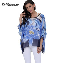 Load image into Gallery viewer, BHflutter Women Blouses Plus Size 2019 New Style Batwing Casual Summer Blouse Shirt Woman Boho Chiffon Shirts Tops Chemise Femme
