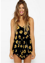 Load image into Gallery viewer, JYSS Bohemian style beach playsuits for women new sexy sunflower pattern combinaison short femme loose playsuit 8130#
