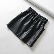 Load image into Gallery viewer, Yuuyiwa Women's double pocket elastic waist PU Faux leather skirt A-Line Above Knee Mini Women Skirts Jupe Femme Faldas Mujer
