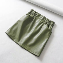 Load image into Gallery viewer, Yuuyiwa Women's double pocket elastic waist PU Faux leather skirt A-Line Above Knee Mini Women Skirts Jupe Femme Faldas Mujer
