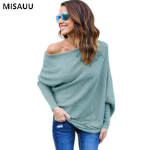Load image into Gallery viewer, MISAUU Sexy Off Shoulder Knitted Sweater Women Fashion Pullovers Knitwear Autumn Winter 2018 White jumper pull femme Plus Size
