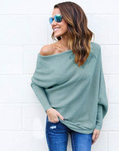 Load image into Gallery viewer, MISAUU Sexy Off Shoulder Knitted Sweater Women Fashion Pullovers Knitwear Autumn Winter 2018 White jumper pull femme Plus Size
