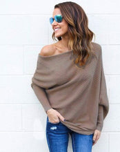 Load image into Gallery viewer, MISAUU Sexy Off Shoulder Knitted Sweater Women Fashion Pullovers Knitwear Autumn Winter 2018 White jumper pull femme Plus Size
