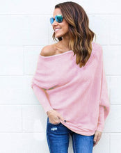 Load image into Gallery viewer, MISAUU Sexy Off Shoulder Knitted Sweater Women Fashion Pullovers Knitwear Autumn Winter 2018 White jumper pull femme Plus Size
