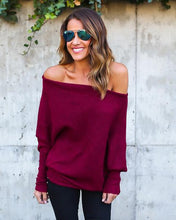 Load image into Gallery viewer, MISAUU Sexy Off Shoulder Knitted Sweater Women Fashion Pullovers Knitwear Autumn Winter 2018 White jumper pull femme Plus Size
