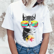 Load image into Gallery viewer, Kawaii Cat Funny Cartoon T Shirt Women Harajuku Ullzang Cute T-shirt 90s Fashion Korean Style Tshirt Lovely Print Top Tee Female
