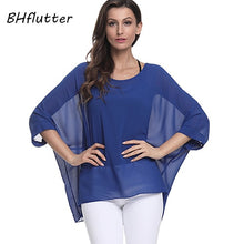 Load image into Gallery viewer, BHflutter Women Blouses Plus Size 2019 New Style Batwing Casual Summer Blouse Shirt Woman Boho Chiffon Shirts Tops Chemise Femme
